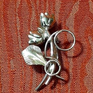 Swirl Floral Silver Tone Brooch/Pin VINTAGE